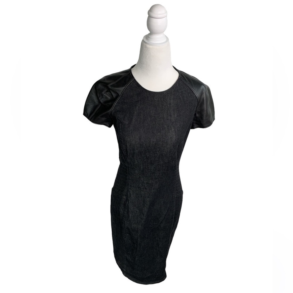 Ralph Lauren Black Label Leather Lamb Denim Stretch Dress sz 6
